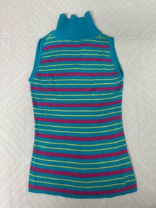 Striped Sleeveless Top Ribbed Knit