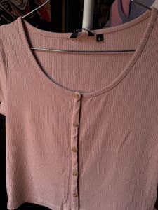 Ribbed Button-Front Tee
