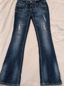 Distressed Bootcut Blue Jeans