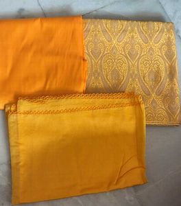 Yellow Dress Material with Print