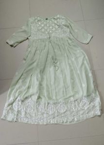 Pastel Anarkali Kurta With Chikankari Work