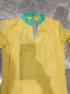 Yellow Kurta with Green Pants