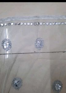 Embroidered Net Dupatta with Mirror Work