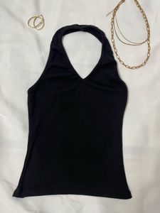 Black Halter Neck Tank Top