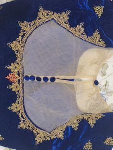 Blue Velvet Embroidered Lehenga Skirt