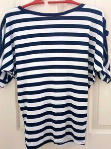 Striped Boat Neck Dolman Sleeve Top