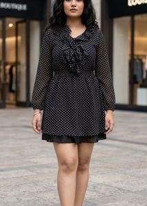 Chic Black Polka Dot Midi Dress