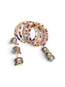Boho Beaded Bangles with Jhumka Charms