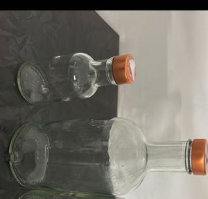 Clear Glass Bottle with Orange Cap(4 bottles)