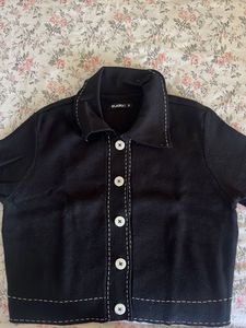 Stylish Black Button-Up Top