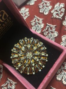 Elegant Round Brooch with Minakari &amp; diamond work
