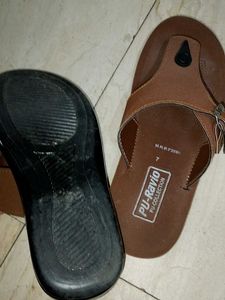 Men's Brown PU-Ravio Flip Flops one free top 🎁