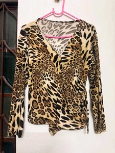 y2k vintage leopard print wrap top/shrug🐆