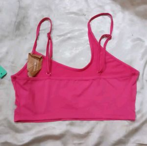 Shein Sky Pink Cut-out Crop Top