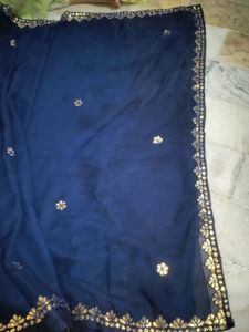 Navy Blue Georgette Saree