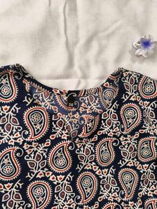 Navy Paisley Print Kurta