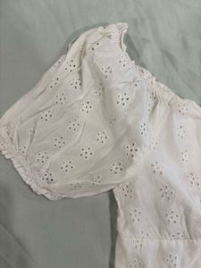 White Broderie Anglaise Crop Top