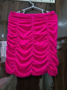 Pink Ruched Mini Skirt