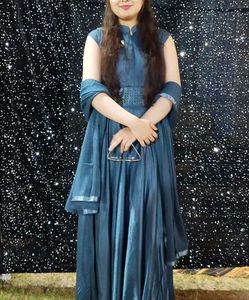 silk gown duppata set