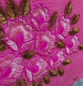 Elegant Pink Saree with Golden Embellishments