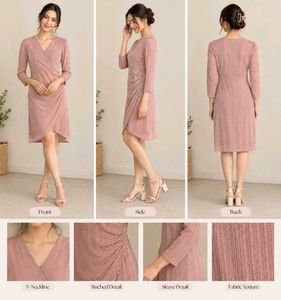 Elegant Ruched V-Neck Wrap Dress