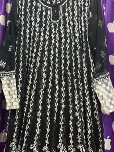 Og Pakistani Black Kurta with White Embroidery