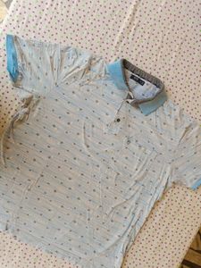 Men's Light Blue Printed Polo Shirt