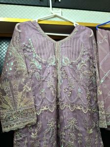 Lavender Embroidered Kurta Set