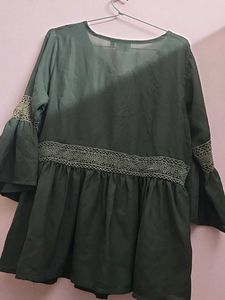 Elegant Green top with Lace Detail