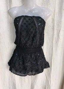 16109. Black Lace Strapless Top