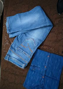 Denim Pant With Cotton Shirt
