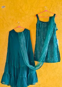 Green Embroidered plazoo suit
