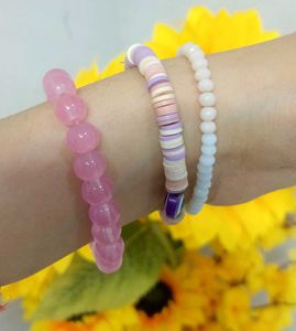 Lavender beaded bracelet stack