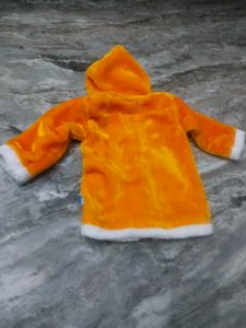 Kids Orange Furry Hooded Jacket