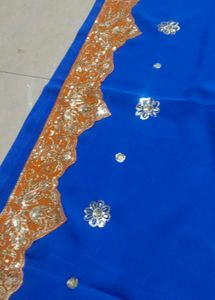 Blue Saree with Embellishments