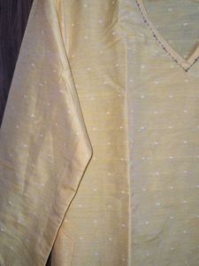 Yellow Kurta with White Dots