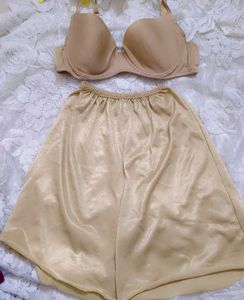 Comfortable skin colour bra with shorts