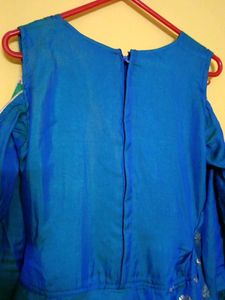 Peacock Blue Colour Ethnic Girls Gown