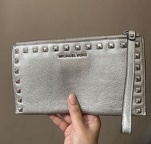 Michael Kors metallic wristlet bag