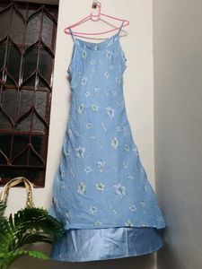 pinteresty fairycore sky floral satin Maxi Dress
