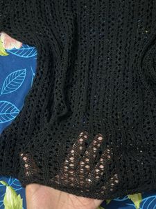 Black Crocheted Lightweight Top