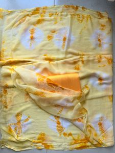 Unused Yellow Tie-Dye Chiffon Saree