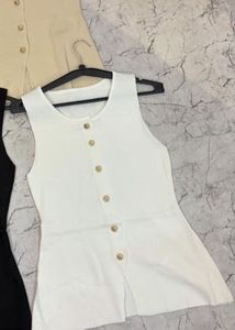 Sleeveless White Button-Up Top