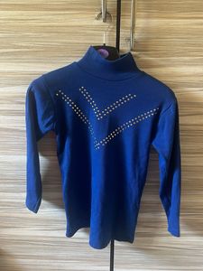 Blue Turtleneck with Stud Embellishment