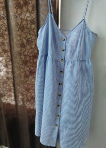 H&M Blue Striped Button-Up Dress