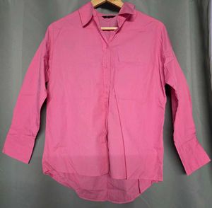 Bright Pink Oversized Button-Up Shirt