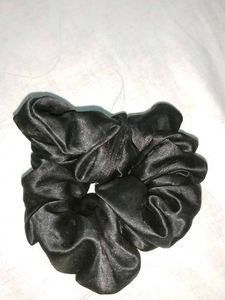 Sleek Black Satin Scrunchie