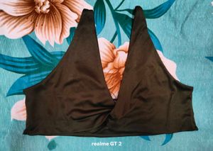 Shein Strappy Sleeves Front Twisted Crop Blousetop