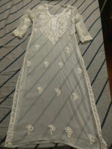 White Chikankari Kurti 3 Piece Set