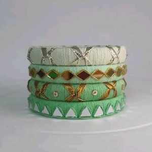Yellow Thread Bangles (Set of 4)💛🧡🩷🩵